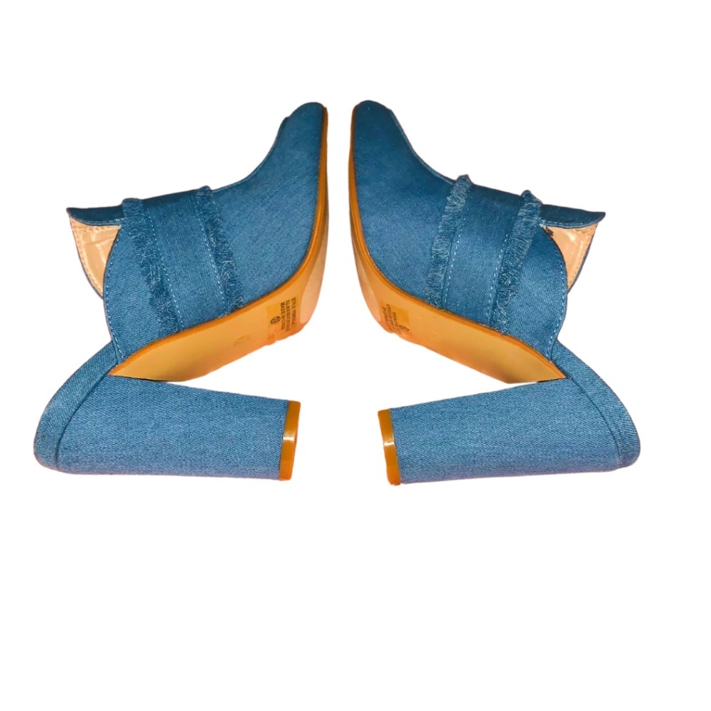 Denim Sandals Rounded Toe Heeled Pump - Picture 2 of 6